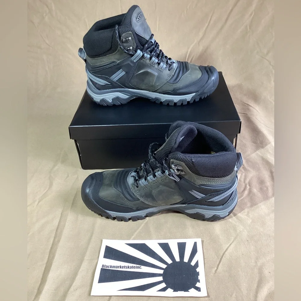 NWOB KEEN Ridge Flex WP Hiking Boots Steel Grey 1024911 Men's 9.5